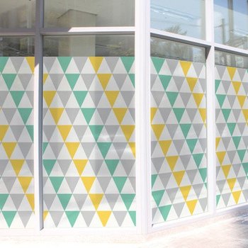 CW169 컬러 안개시트 회색과 노란색 및 녹색의 삼각형 패턴 M(900x900)