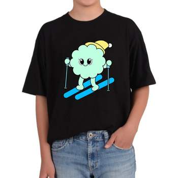 길단 반팔 USA핏 겨울스포츠 스키 SKI 흰눈사이로 스키를 타고그림