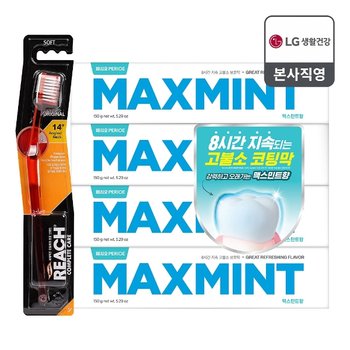 페리오 1450 고불소 보호막 맥스민트 치약 150g4입+(증정) 리치 컴플리트 오리지널 칫솔 1입