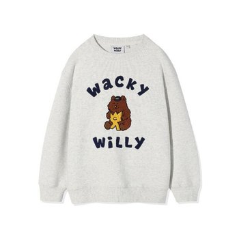 와키윌리키즈긴팔티 CQK WA2503CR81LG 키즈 키키앤베어 그래픽 맨투맨 라이트 그레이