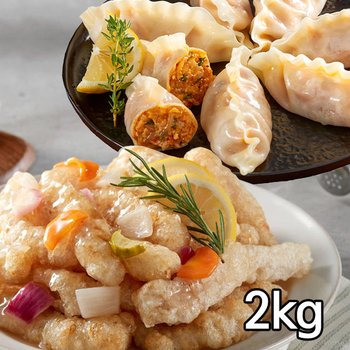 파르팜 레몬 모찌 탕수육과 비건김치만두 세트(총2kg /전용소스 200g 증정)