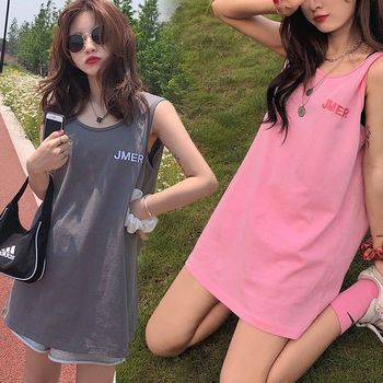 여성티셔츠 농구한게임 롱 민소매 나시 핑크 그레이