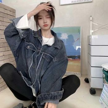 대학생 OHIZ3928 여자 캐주얼 간절기 캠퍼스 필수템 룩 데님 자