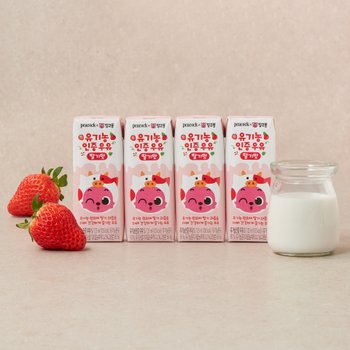 피코크 핑크퐁 유기농인증우유 딸기맛 125mL X 4 (멸균우유)