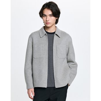 헤지스레이디스 베이지 단색 울혼방 점퍼 HZJU6A106I1A