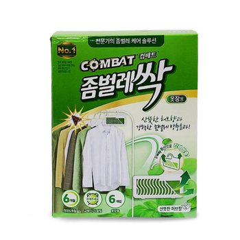 좀벌레퇴치제 컴배트 좀벌레 약 옷장용 산뜻한 허브향 방충 효과 기피제 최대 6개월 6개입