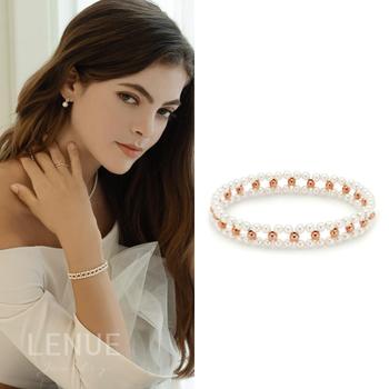 레뉴 크레스파 일레스틱 진주 두줄 팔찌 / 925 실버 우레탄 고무줄 크리스탈 생일 선물