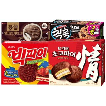 인기과자 4종 초코파이468g+몽쉘카카오204g+빅파이216g+칙촉120g