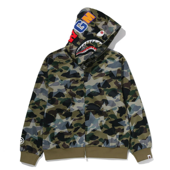 [해외] 베이프 후드집업 STA OVER PRINT 1ST CAMO MESH SHARK CROPPED FIT FULL ZIP HOODIE 1M30