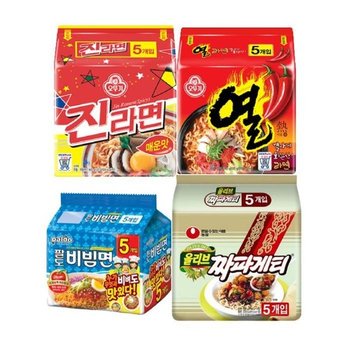 봉지라면 4종 혼합 / 진라면매운맛+열라면+짜파게티+팔도비빔면 (11178480)
