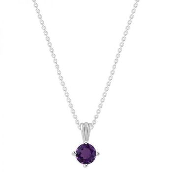 [해외] Belacqua 우먼 Amethyst February Birthstone 라운드 펜던트 목걸이 in Sterling 실버 UDP0063Z-