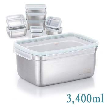 bns 스텐밀폐용기 직사각 김치통 반찬통 3400ml