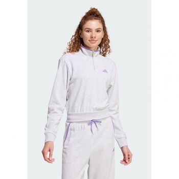 [해외] Adidas 아디다스 스포츠웨어 필수 컬러 팝 크롭 쿼터 지퍼 트랙 - 스웨트셔츠 연회색 헤더 75206