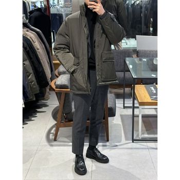 구스다운 한정판매  코코아그레이 하프기장 쉘파카 디테일 남자 점퍼 1244IH002.._P434457175