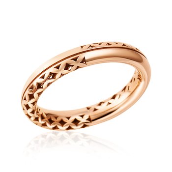 [비앤비골드] 14K 볼륨 하프 플라워컷 올밴드 할로우링 반지 SRS42131