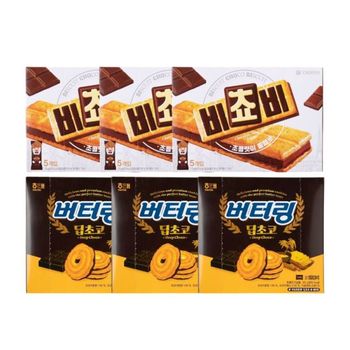 오리온 비쵸비 125g x3개 + 해태 버터링 딥초코 155g x3개