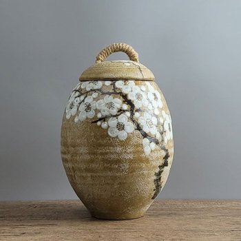고품질 모래분청 매화 10kg 쌀독 쌀통 현관 소금 항아리 여주쌀독 (W7CA329)