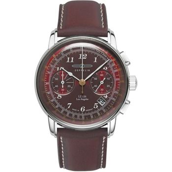 [해외] 독일 제플린 시계 1811489 Zeppelin Mens 크로노그래프 워치 LZ126 Los Angeles Dark Red 7614-6