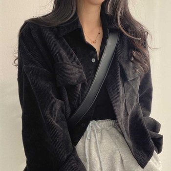 여자 직장인 가을 출근 룩 코듀로이 셔츠 자켓 코디 (WF2DB17)