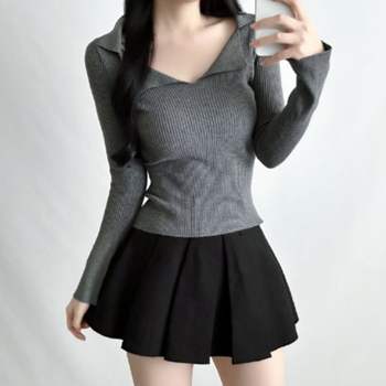 카라 WF62BZ58 V넥 골지니트 4color SL-1004868