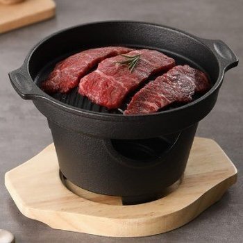 무쇠 JOZH2602 미니화로 17CM 7797 / 주물 캠핑 1인 가정용 고기 바베큐 구이 그릴팬