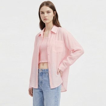 [샵앤] 여성 여름 끈나시 스모킹 탑 반시스루 블라우스 세트 SHA-WSET-21161-핑크