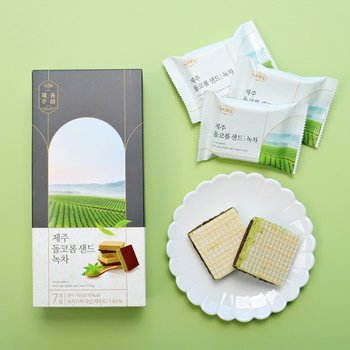 제주 돌코롬샌드 녹차 7개입 웨하스 제주도기념품