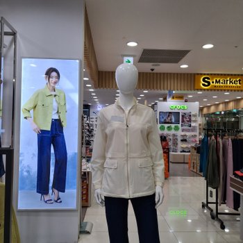 밴드넥 나일론린넨혼방 힙기장 점퍼   1M41333_US