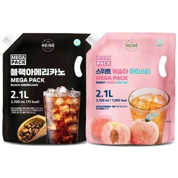 하이네 메가팩 복숭아아이스티 2.1L + 블랙아메리카노 2.1L