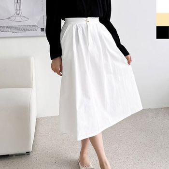 여성 WWDC5950 뒷밴딩 롱스커트 1P 플레어 A라인 봄