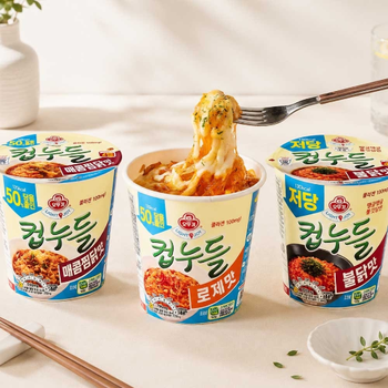 오뚜기 저당/당을 줄인 컵누들 15개 세트 (불닭 5 + 로제 5 + 매콤찜닭 5)