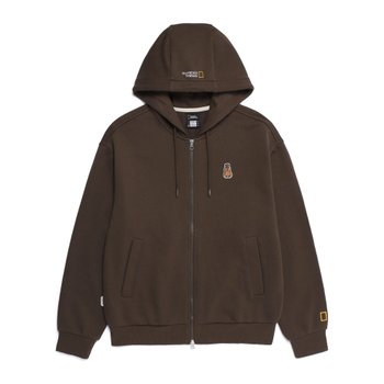N253UFT010 동물 와펜 후드 집업 BROWN