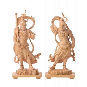 [해외] 극소불 금강력사상 2체 세트(목제투게)_인왕 아형 吽形 불상 피규어 목조 인형 불상 월드