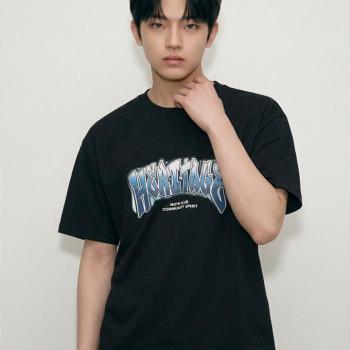 행텐틴즈 동백01 로고 그래픽 반팔 티셔츠_블랙  14570-031-419-31-100 (S49755325)