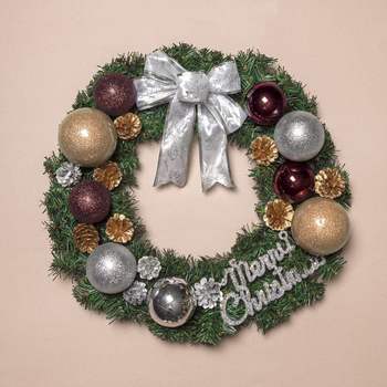 40cm GD14DJ96 DIY 초코볼 솔방울 크리스마스 원형 리스 벽장식