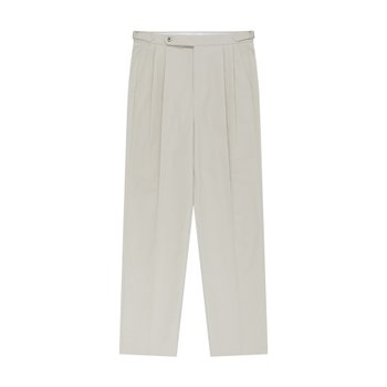 Essential Cotton Twill Adjust 2-Pleated Relaxed Chino (Light Beige)