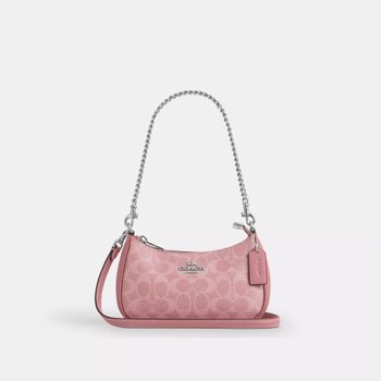 [해외] 코치 더스티 핑크 시그니처 캔버스 미니 크로스바디백 테리