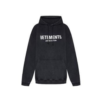 Vetements 로고 프린트 드로스트링 후드티 UE54HD220B BLACK TP943282564