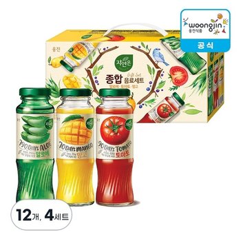 웅진식품 자연은 종합 음료세트 병 180ml, 12개, 4세트 (알로에 토마토 망고)