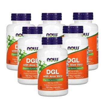 [해외] 나우푸드 DGL 알로에베라 함유 400mg 감초추출물 식물성 100베지캡슐, 6통 미국직구