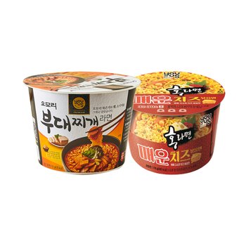 오모리 부대찌개라면 135g 4개 + 홍라면 매운치즈볶음면 119g 4개 총8개