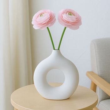 루미 AT95SP07 도자기 인테리어 꽃병 화이트 19.5cm 화이트