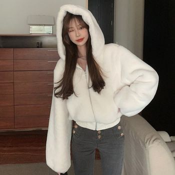 MARIO허리라인 보들 벨벳 후리스 퍼 후드집업 211018 PD0079_P371690501