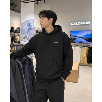 살로몬 후드티 남성 체스트 로고 후디 기모 풀오버 스웨트 방한 티셔츠