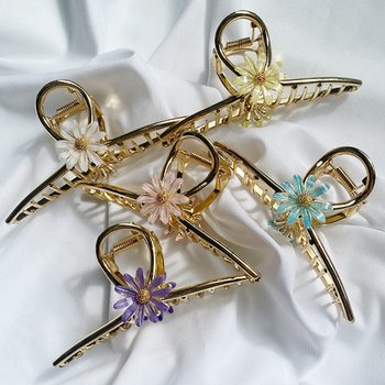 다주소 집게핀 헤어악세사리 헤어핀 슬림 Slim 심플라인 데이지 플라워 골드 5Colors