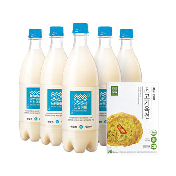 무아스파탐 느린마을막걸리 방울톡 750ml x 5입 + 육전
