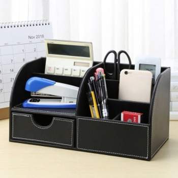 오피스타 SI693888 가죽 데스크 오거나이저 책상정리 펜꽂이