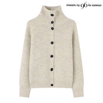 하이넥 버튼 벌룬 소매 니트 가디건 (NP4CK004L0)