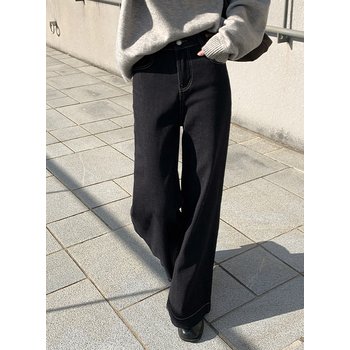 [공구우먼] [09초이스] 아틸리카 논페이드 와이드 기모 데님 오비 팬츠 85125 빅사이즈 여성의류