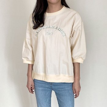 코지23 여자 포커페이스 바람막이 7부소매 레터링 맨투맨